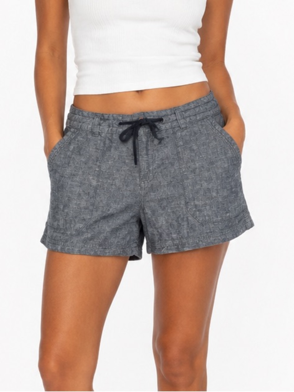 Patagonia Hemp Organic Cotton Shorts Gray Blue Drawstring Size 8